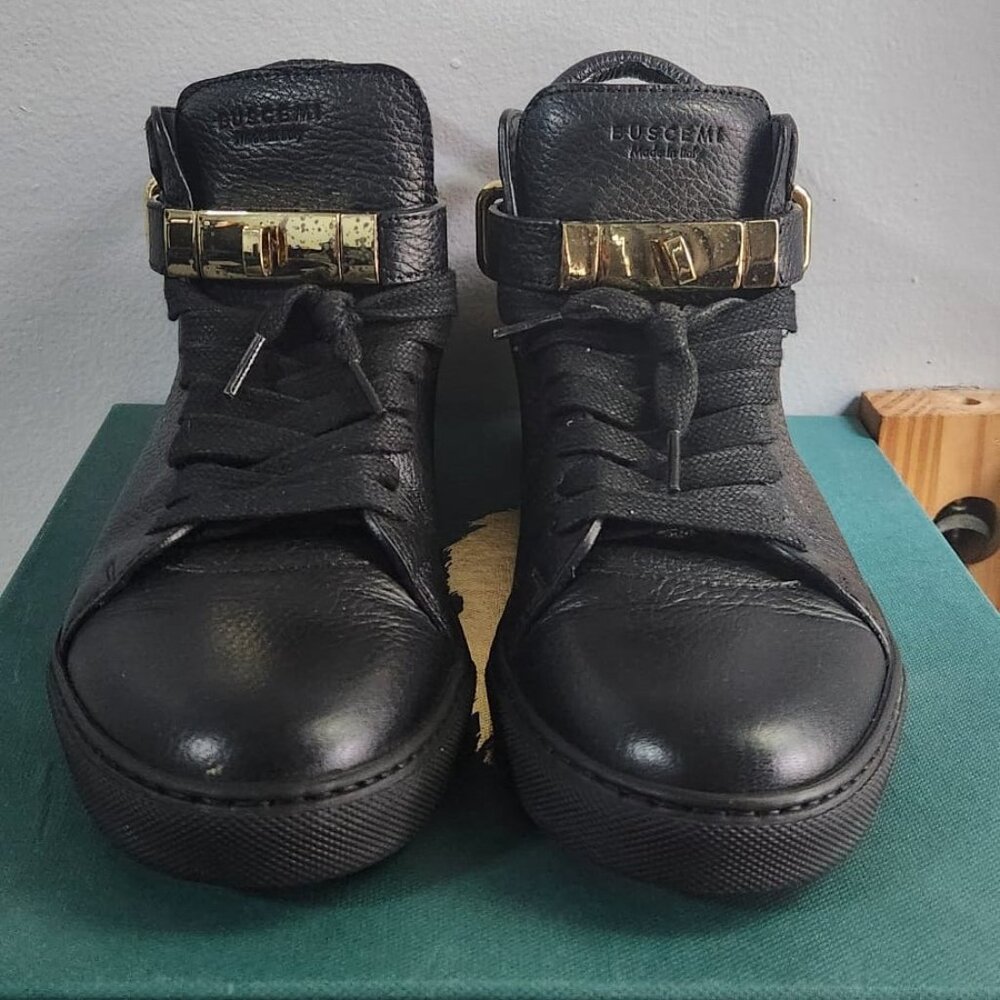 Buscemi Black and Gold High Top Sneakers
